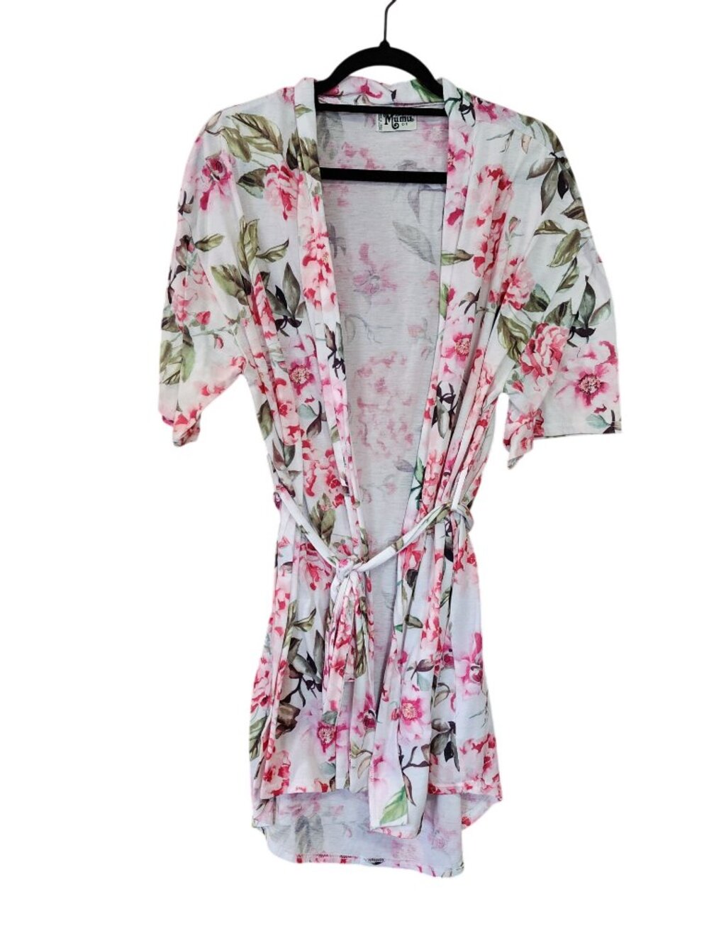 Show Me Your MuMu Brie Robe Short Sleeve Women's Pink Floral Print One Size